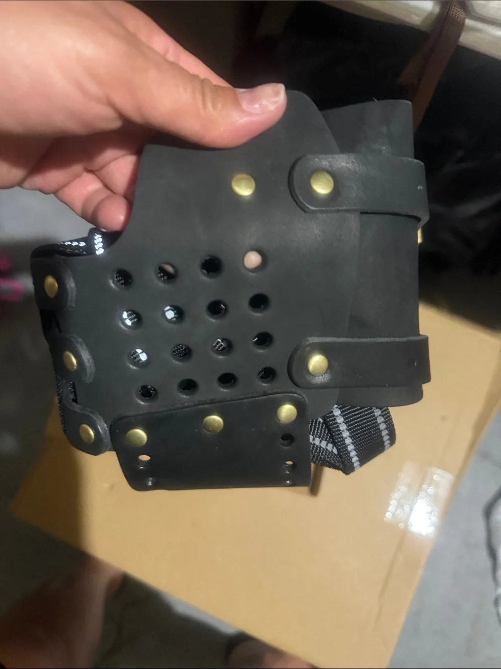 Adjustable Black Leather Dog Muzzle with Breathable Design size XL
